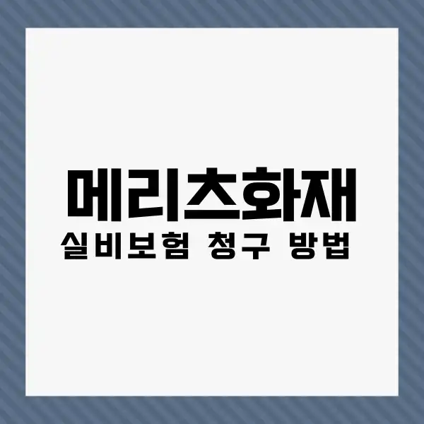 메리츠보험 실비보험 청구