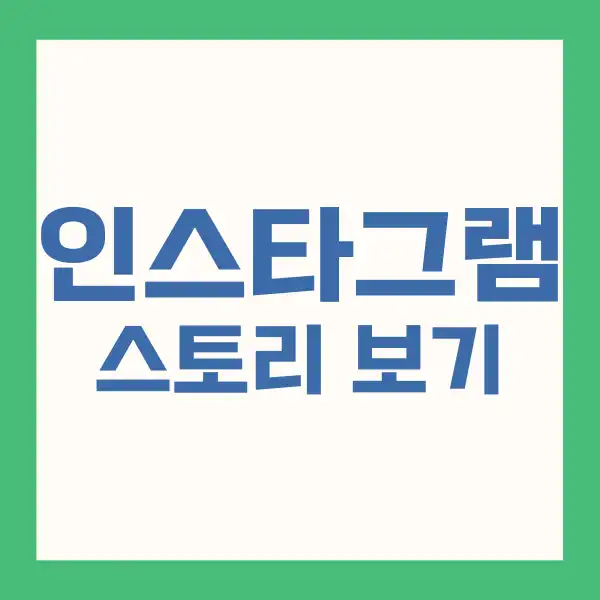 인스타 스토리 보기